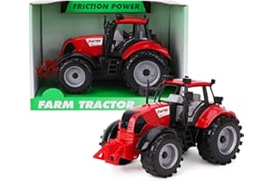 ToylandⓇ Friction Powered Farm Tractor with Opening Bonnet - Available in Pink, Blue, Red & Green (RED)