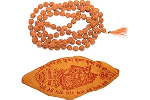 GRI9 Tulsi Holy Basil Prayer Beads Japa Mala Necklace 108 Beads Hand Knotted Tulsi Jaap Mala with Jaap Bag, Meditation and Yoga Accessory Blessed & Energized Hindu Tibetan Buddhist Subha Rosary