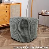 iSTYLE Cord Jumbo Footstool 40x40cm Charcoal Square Ottoman view 2