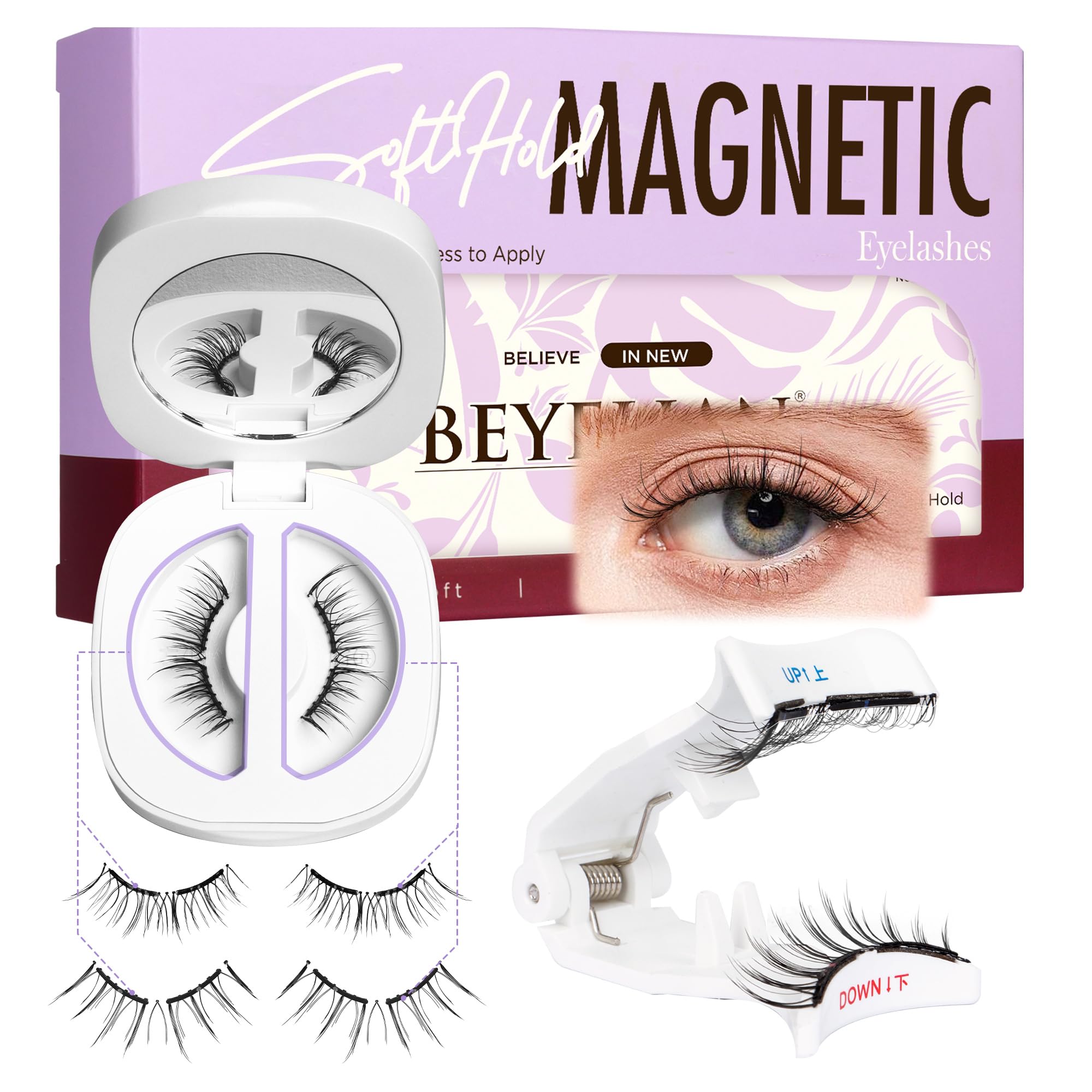 BEYELIAN Magnetic Eyelashes with Applicator, Soft