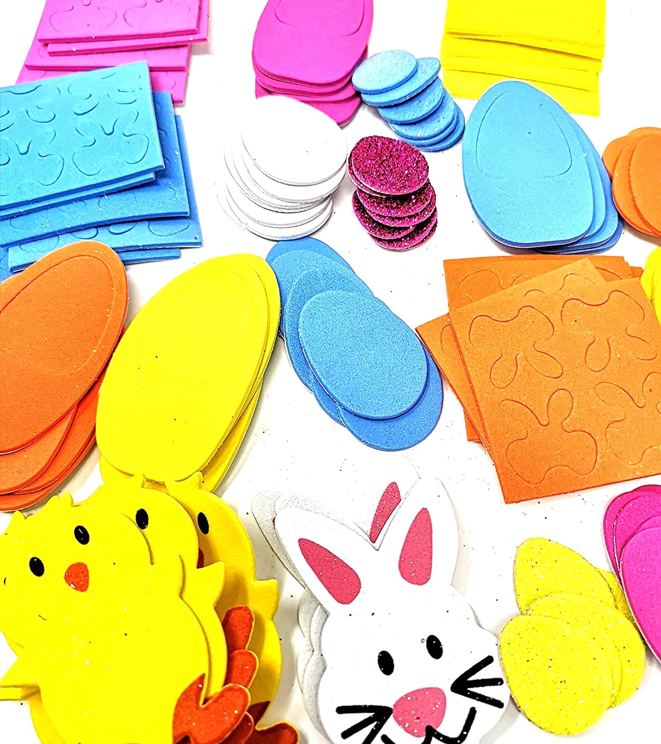 YLAB - 157 Easter Foam Stickers - Easter: Chicks, Bunnys, Eggs For Bonnet Making, Craft and Card Making