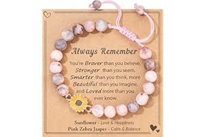 Seyaa Easter Gifts Sunflower Natural Stone Bracelet Gifts for Teen/Girls with Quotes Card