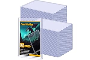 32 Count Card Sleeves Hard Plastic, Sooez 35PT Card Holder, 3" x 4" Baseball Card Protector, Rigid Card Case for Collectible Game Cards, Standard Size Trading Sports Football Cards