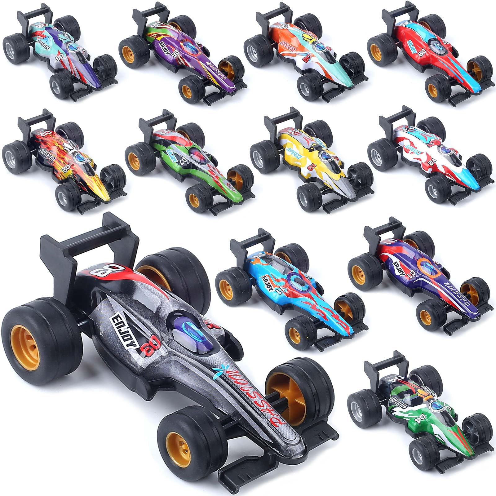 ZOHANINDL Pull Back Cars Toy Model Set 12Pack 1:43, Small Race Cars Wind up Racing Car, Easter Stuffing, Cake Tops, for Toddlers Kids Ages 2 3 4 5 6 7 8 Boys and Girls Birthday Party Favors