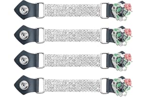 Dream Apparel 4PCS Bling Crystal Motorcycle Vest Extenders for Women Biker with Faux Leather Ends and Rhinestone Chains