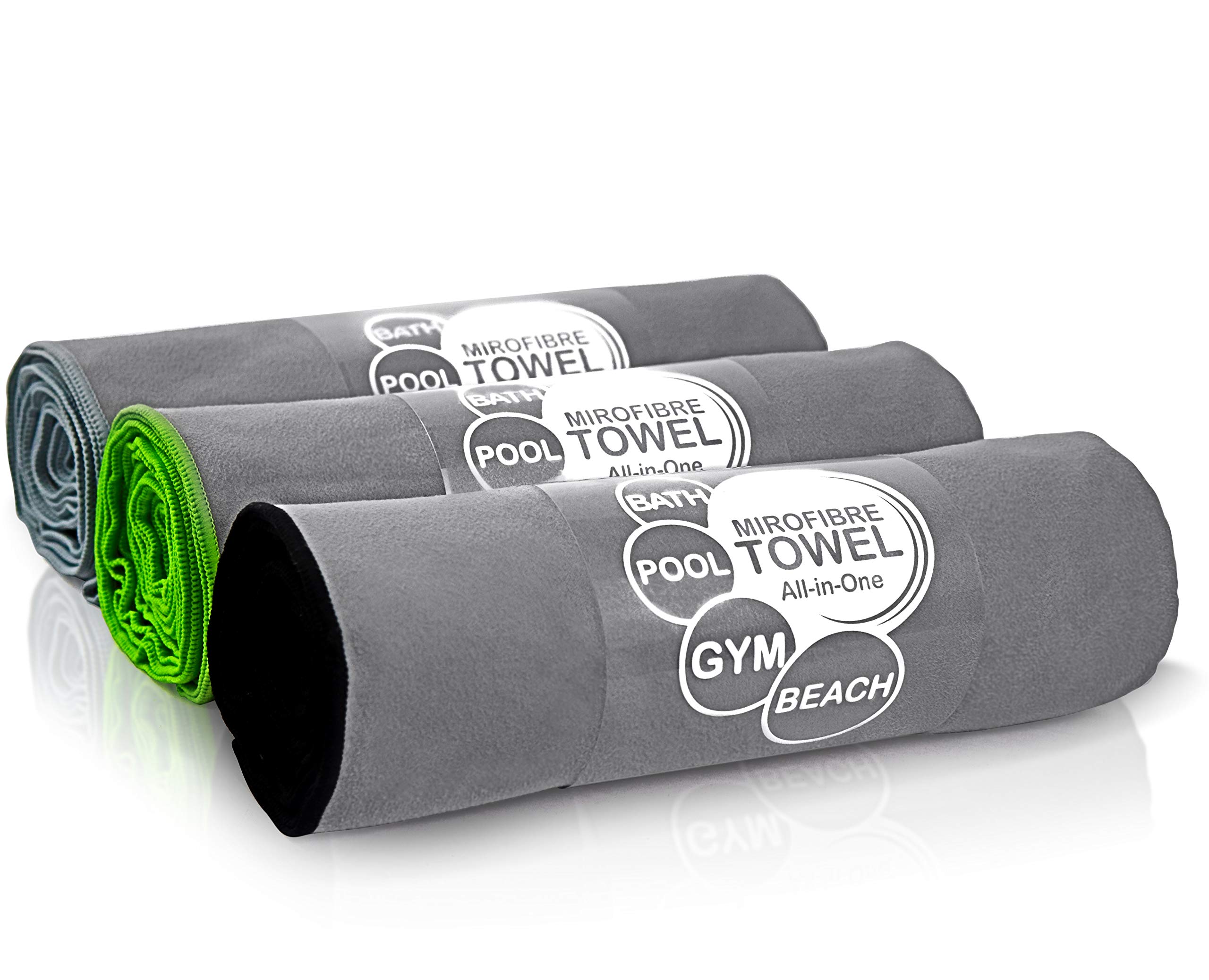 NAVIVVA SPLENDID Microfibre Travel Sports Yoga Towel – Extra Large XXL 180 X 90 – Black Finishing