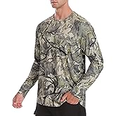 FISHEAL Men's Camo Hunting Shirts - Long Sleeve Performance Camouflage Fishing Shirt Lightweight Quick Dry UPF 50+