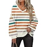 ETCYY Women's Sweaters Fall Fashion 2026 Fall Clothes Teacher Outfits Long Sleeve V Neck Knit Pullover Oversized Sweater Tops