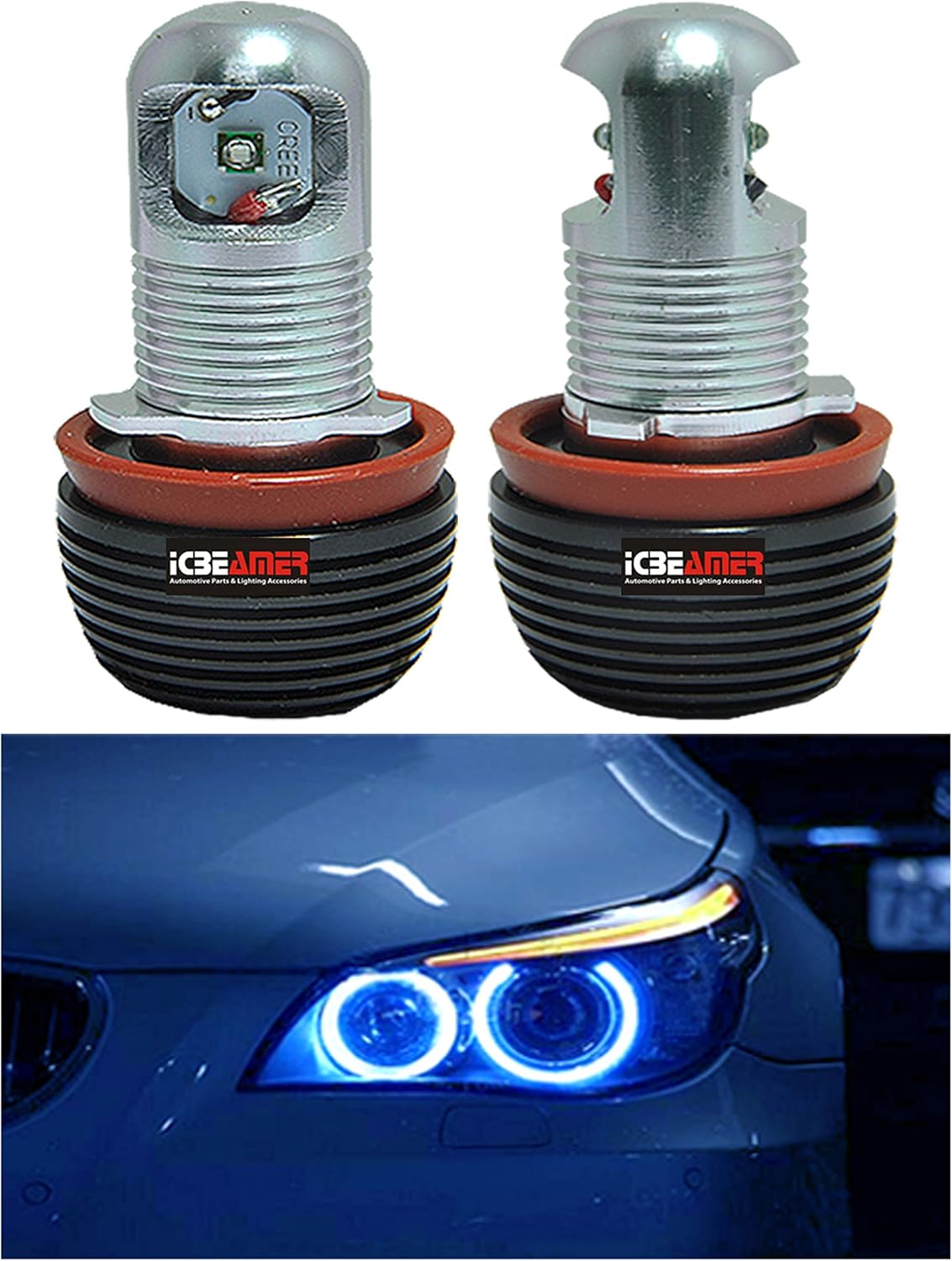 Amazon Com Icbeamer Angel Eye Halo Ring E92 H8 H11 Xenon High Power Led Replacement Light Bulbs For Bmw 1 3 5 Series Z4 X5 X6 Automotive