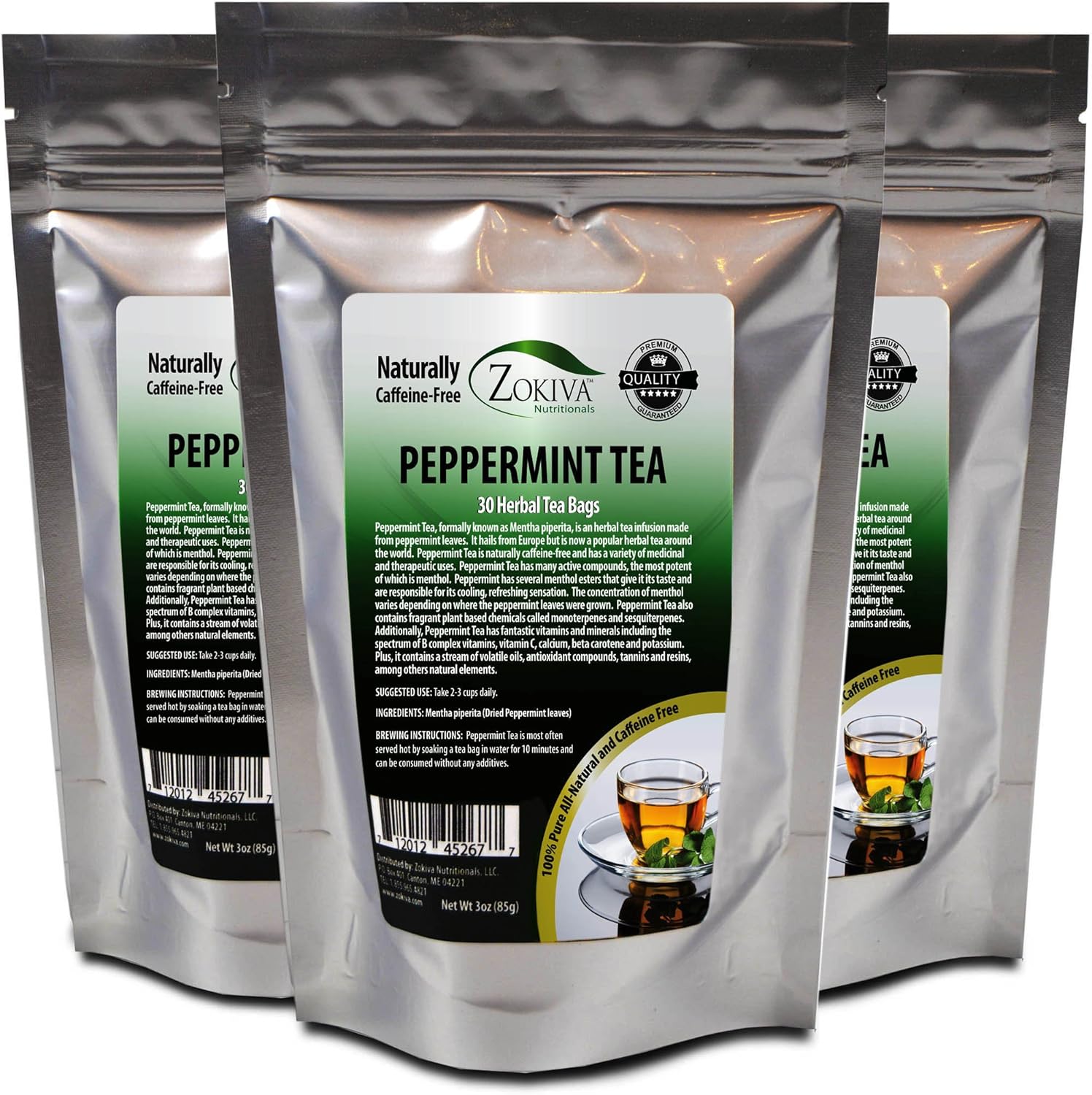 Peppermint Tea Bags 3Pack 100 Pure (90 Premium Bags) All