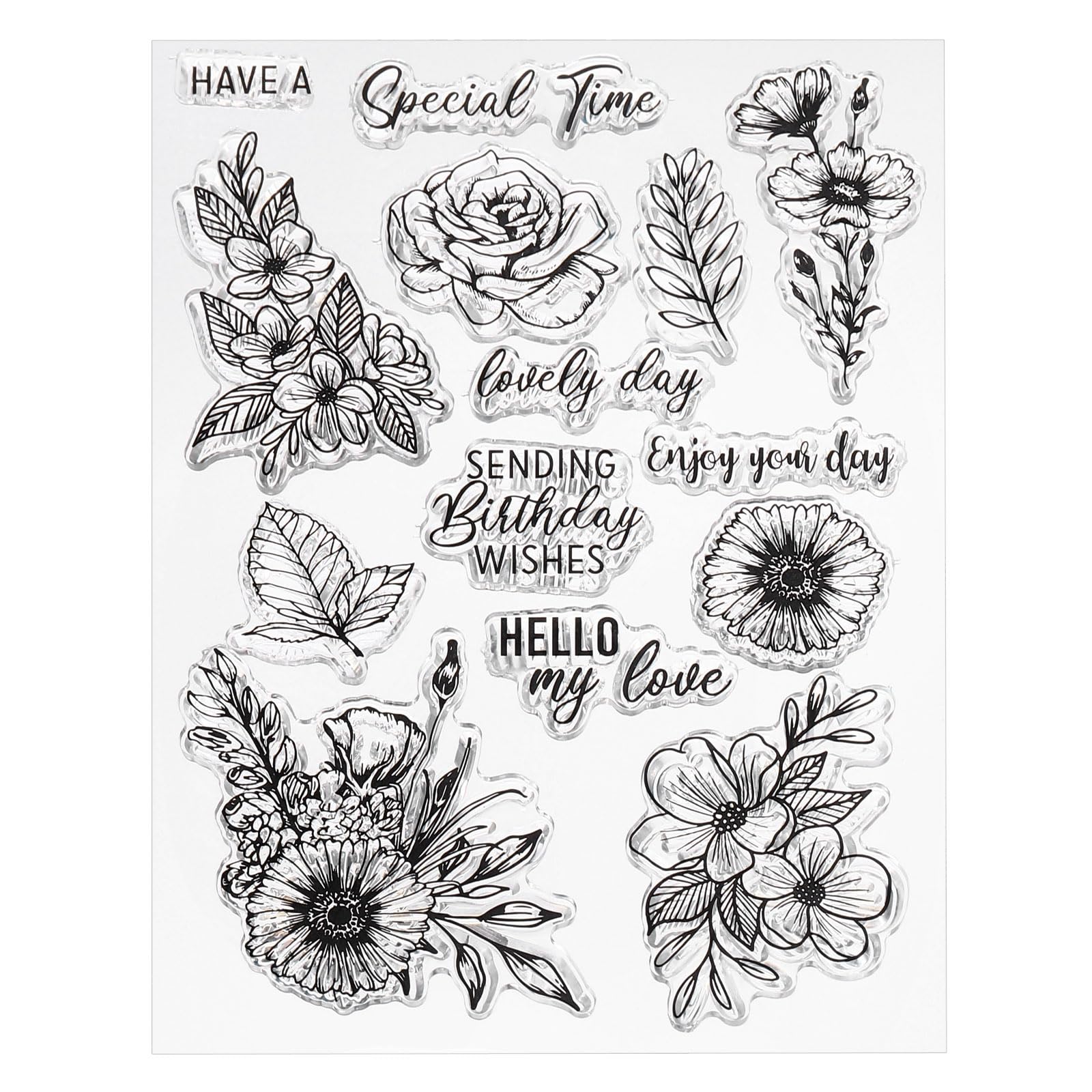 PATIKIL Transparent Silicone Stamps, 1 Pcs T2002 Rose Clear Stamps for Card Making Decoration DIY Scrapbooking Embossing Album Decor Craft, Clear