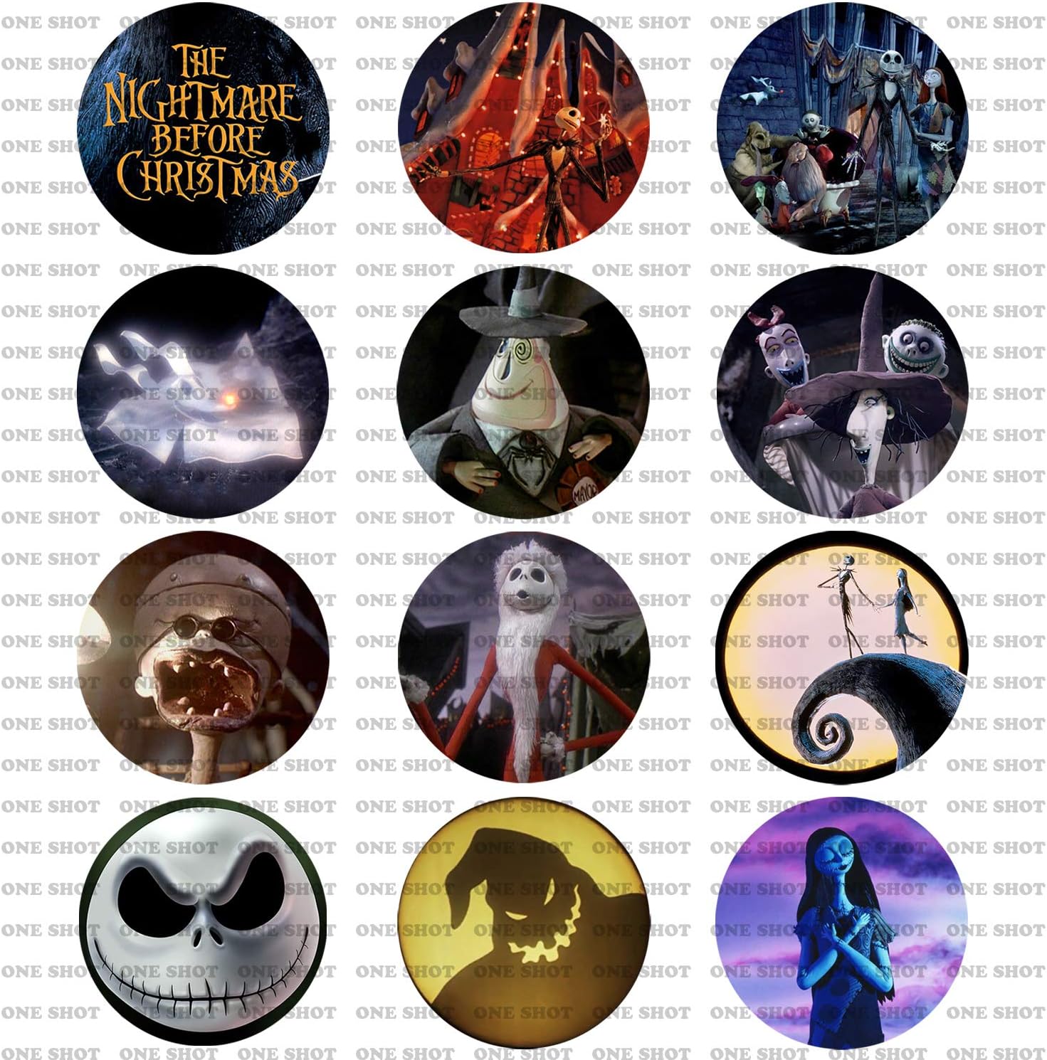 Nightmare Before Christmas Pinback Buttons Set of 12