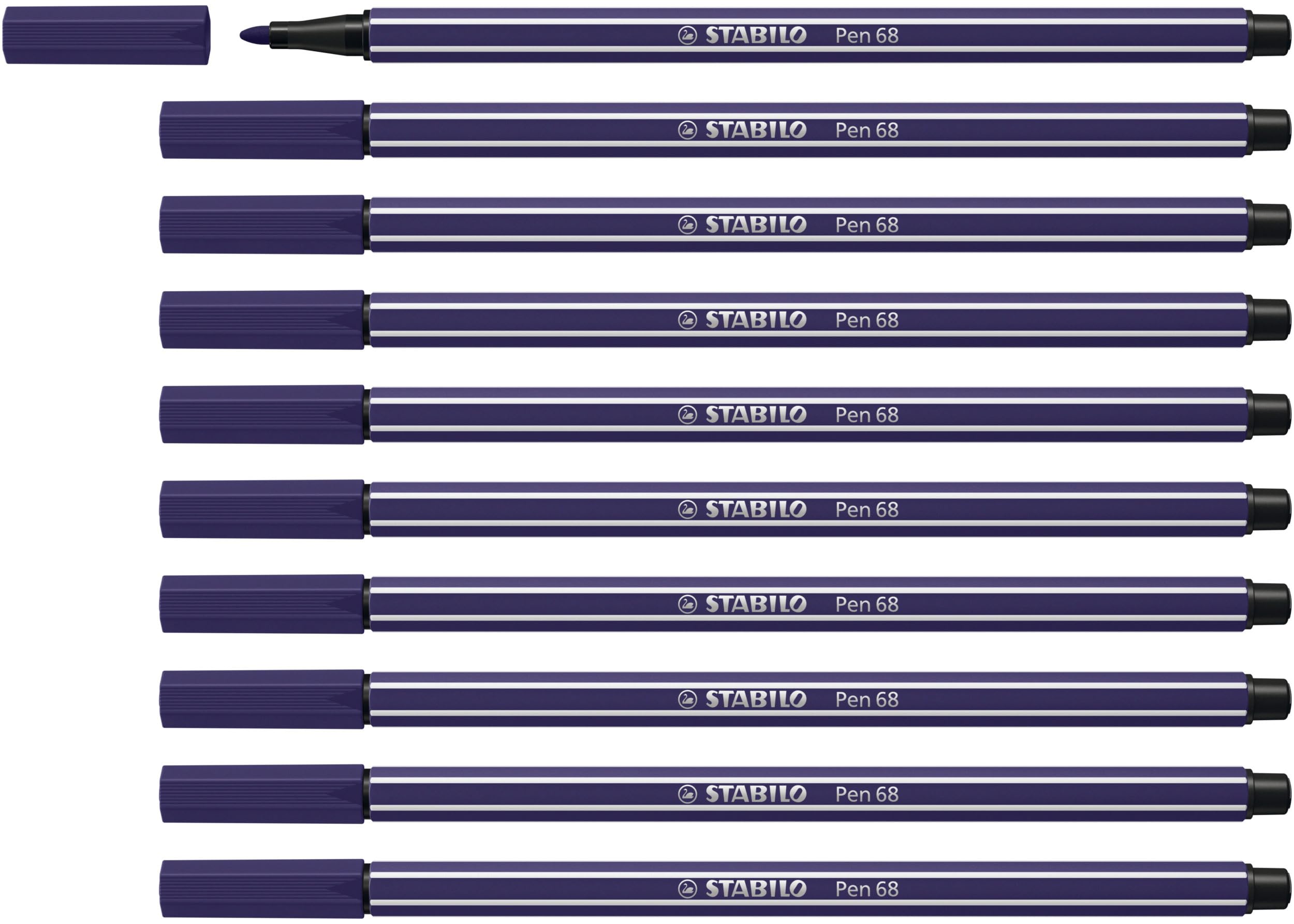 STABILO Pen 68 - Premium Fibre-Tip Pen - Pack of 10 - Prussian Blue — image 1