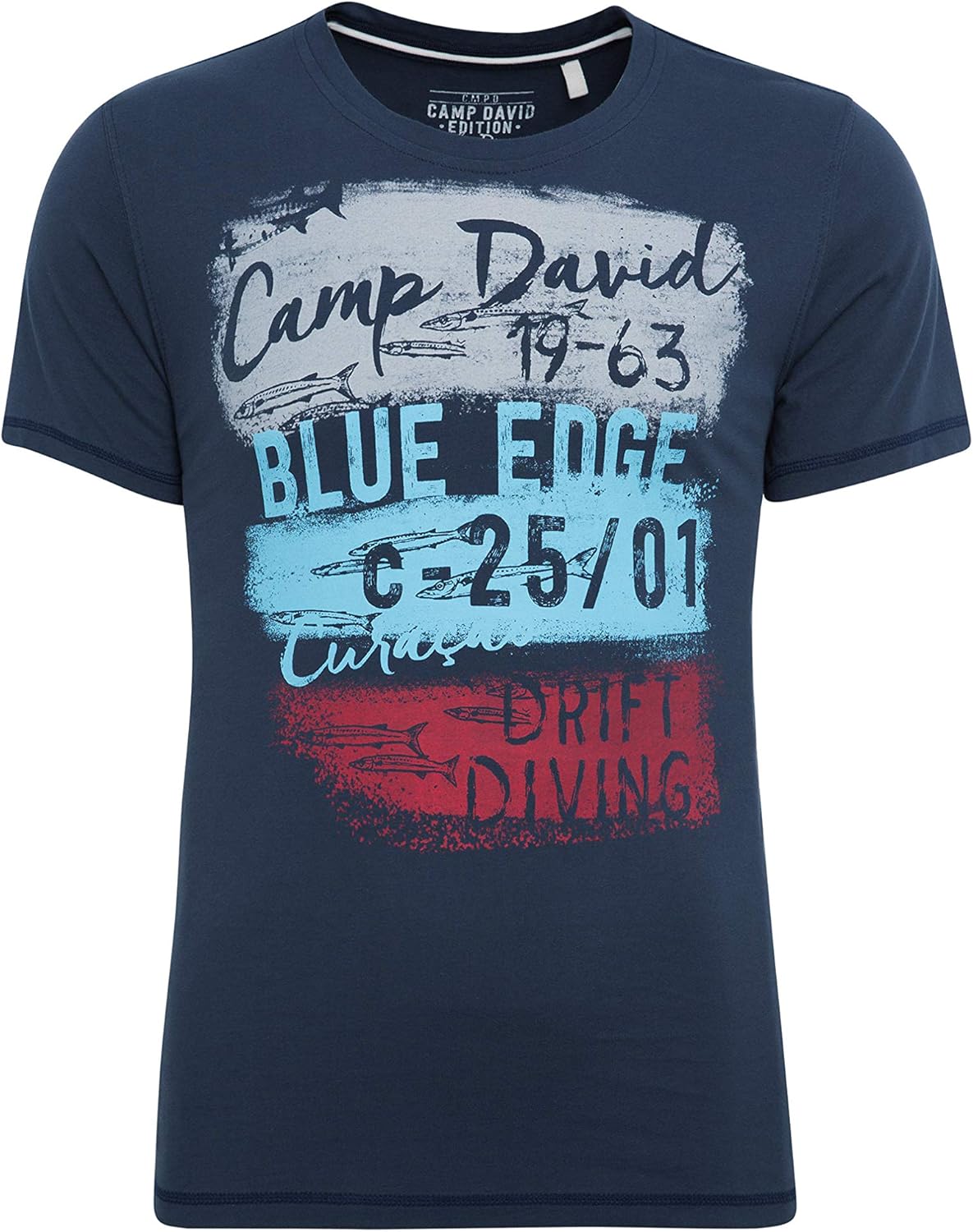 Camp David Herren TShirt mit Kontrastnähten und Print Amazon.de