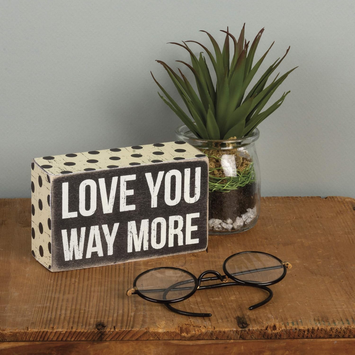 Primitives by Kathy 23238 Chevron Trimmed Box Sign, 3 x 3-Inches, I Love You: Home & Kitchen
