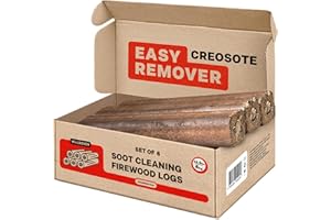 WOODOVER Chimney Cleaning Logs for Fireplace, Creosote Logs for Fireplace Cleaning, Creosote Remover, Soot Clean Fire Logs for Indoor Fireplace, Fireplace Cleaner Creosote Sweeping Log for Fireplace, Pack of 6