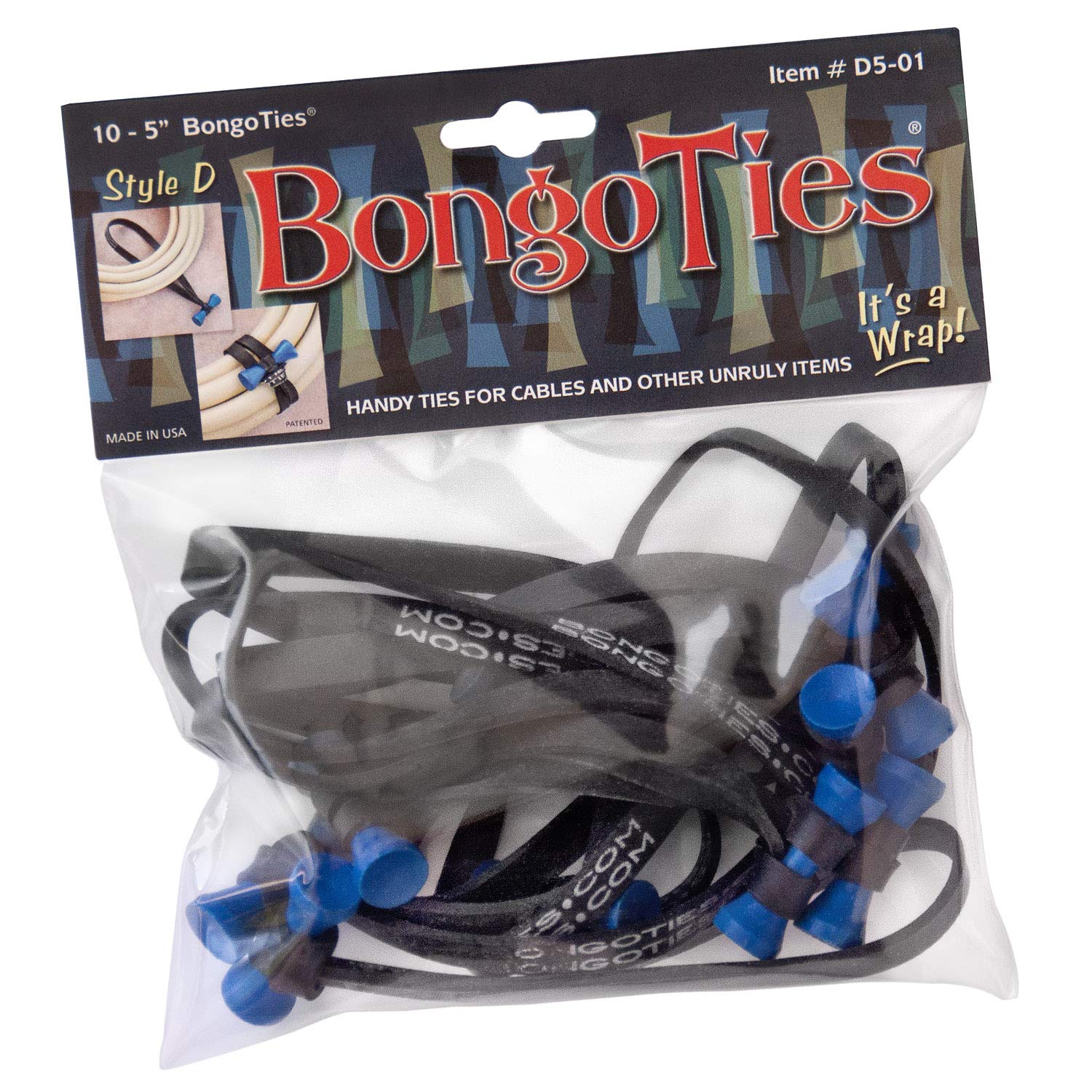 D501B Style D Azure Blue Tip Bongo Ties (5") (Pack of 10)