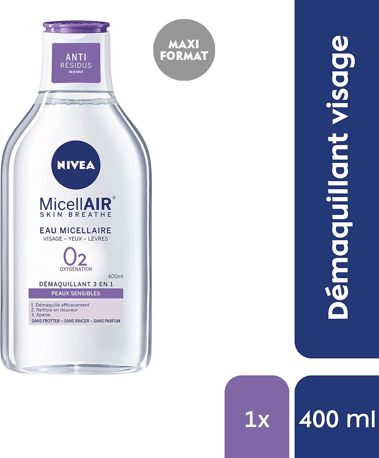 Nivea Micellair Skin Breathe Gelée Micellaire 2 X 125 Ml Démaquillant Sans Parfum Pour Tous Types De Peaux Nettoyant Yeux Enrichi En Acide