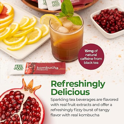 FeelGood Superfoods Kombucha Iced Tea Packets, Delicious