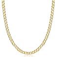 Barzel Gold Chain Necklace for Women, Men, Boys & Girls 18k Gold Plated Diamond Cut Curb/Cuban Link Chain Necklace 5MM for Men, Women & Teens - Made in Brazil