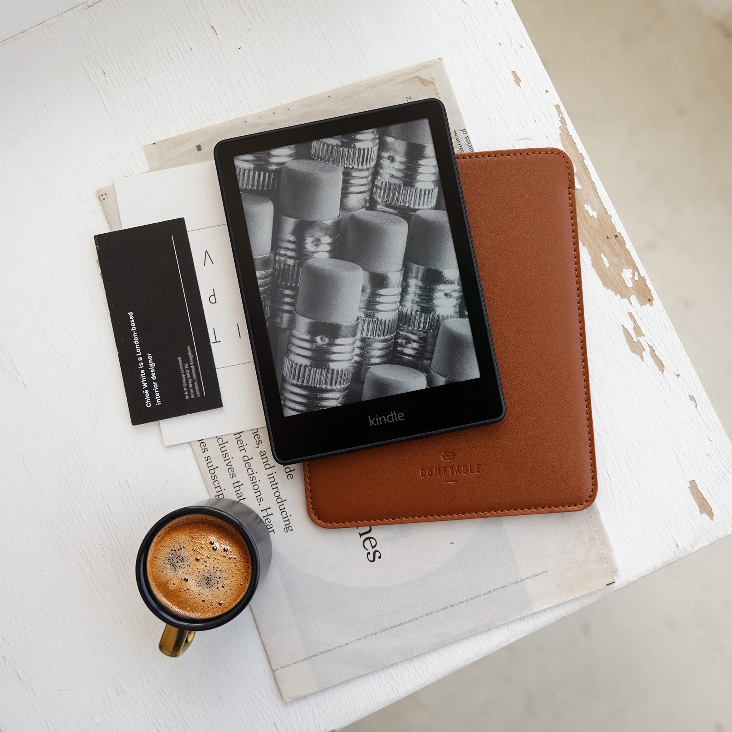 Comfyable E-Reader Sleeve Precisely Compatible with 7 Inch Kindle Paperwhite Colorsoft Edition, 6.8 Inch Kindle Paperwhite 12th/11th/10th Generation 2024-2019, PU Faux Leather Protective Case, Brown