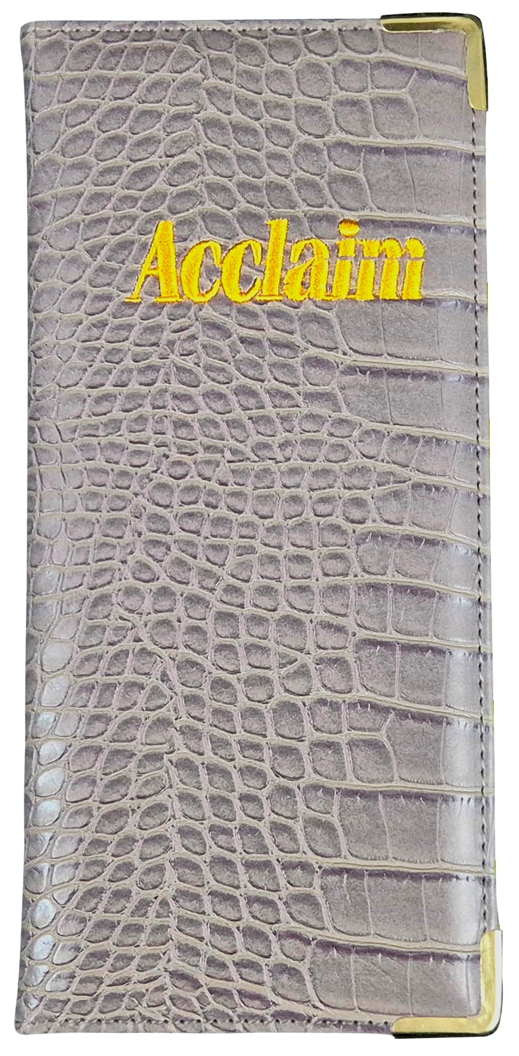 Acclaim Rigid Lawn Bowls Bowling Scorecard Holder Lightly Padded Synthetic Texture Effect 23 cm x 10 cm with Spring Clip & Pen Loop (Grey)
