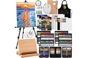 ARTALLY 187Pcs Professional All-in-One Art Painting Kit with Aluminum & Beech Wood Easel, 96 Acrylic, Watercolor & Oil Paint Set, Complete Art Supplies Painting Set for Adults, Artists, Beginners