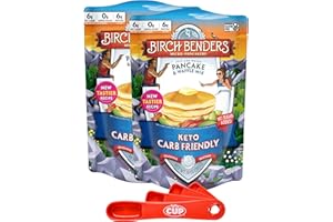 Birch Benders Keto Pancake and Waffle Mix, 10 oz (Pack of 2) with By The Cup Swivel Spoons