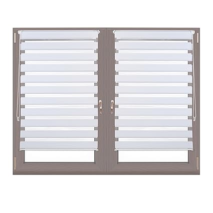 2x Doppelrollo Klemmfix im Set, Seitenzugrollo ohne Bohren, Duo-Rollo zum Klemmen, Klemmrollo, 81 x 150 cm, weiß