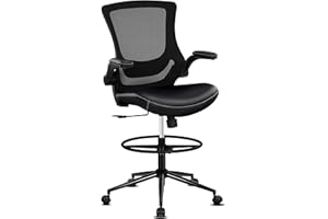 Misolant Drafting Chair, Tall Office Chair for Standing Desk, Standing Desk Chair Office Chair with Adjustable Lumbar Support and Footrest, PU Leather Chair Office Drafting Chair