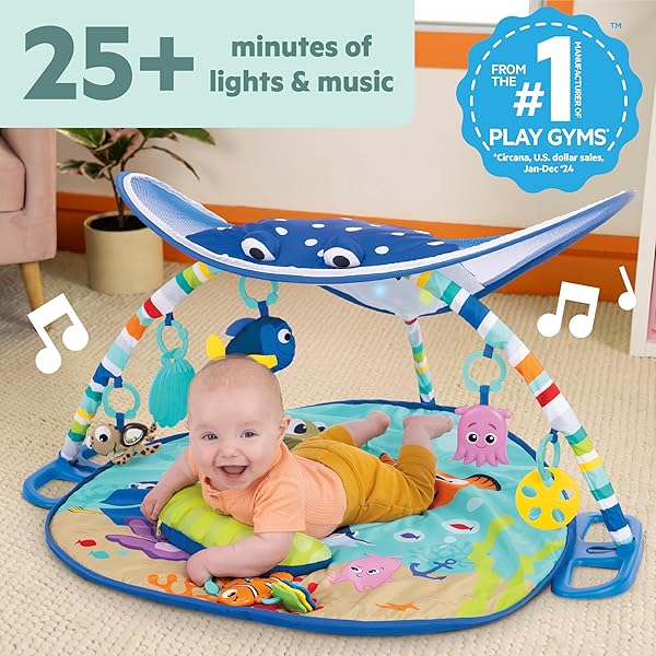 BRIGHT STARTS DISNEY BABY FINDING NEMO MR. RAY OCEAN LIGHTS & MUSIC GYM, AGES NEWBORN +