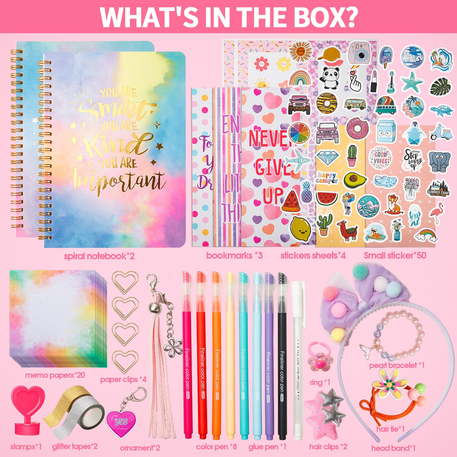 Girls DIY Diary 54 Pcs Diary Set, Toys for Ages 6 7 8 9 10 11 12 13, DIY Stationery Set, Thin Stickers and Little Girls Daily Supplies, Gifts for Teen Good Idea Choice