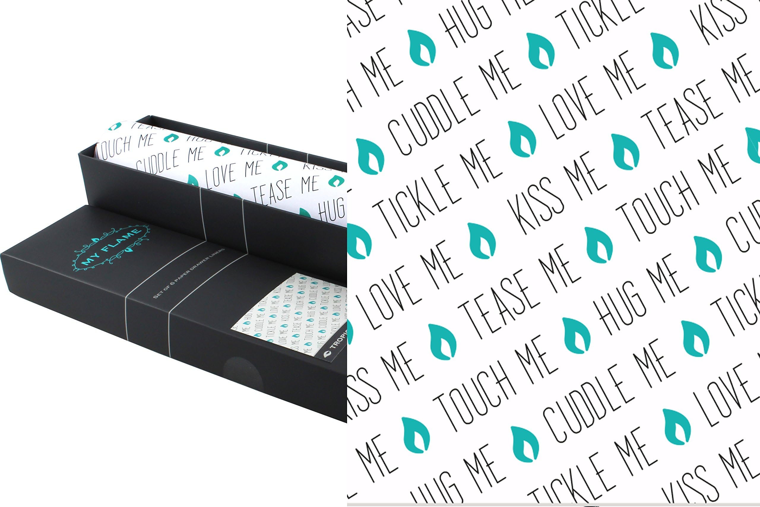 Scented Paper Drawer Liners - Tropical Breeze - 6 sheets - 59 x 42 cm per sheet - Love me, Kiss me, Hug me (White, Tropical Breeze)