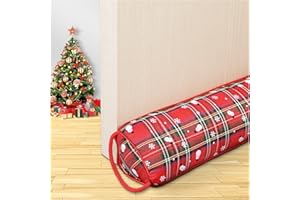 WOCHITV Triangle Under Door Draft Stopper Noise Blocker 38 Inches for Door Bottom Air Seal Insulation and Soundproof, Heavy Duty Weather Guard Snake Stripping, Tartan Check Red and Snowflake