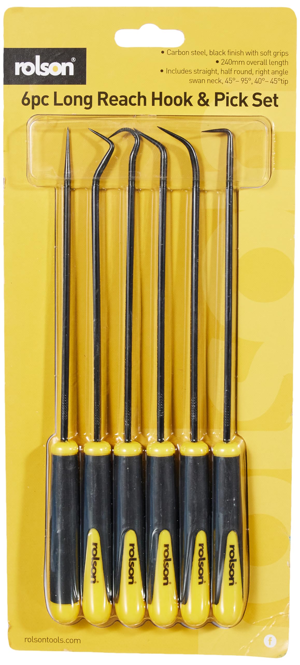 Rolson 59131 6 pc Long Reach Pick & Hook Set