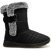 Decould sylf Winter Snow Boots for Women 2026: All-day Comfort Warm Fur Lined Mid Calf Hook Loop Waterproof Outdoor Shoes for Walking