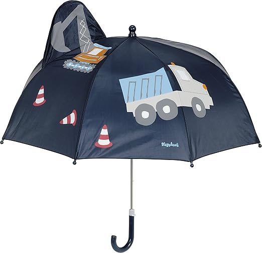 Playshoes Jungen Baustelle Regenschirm, Blau (Marine 11), One Size