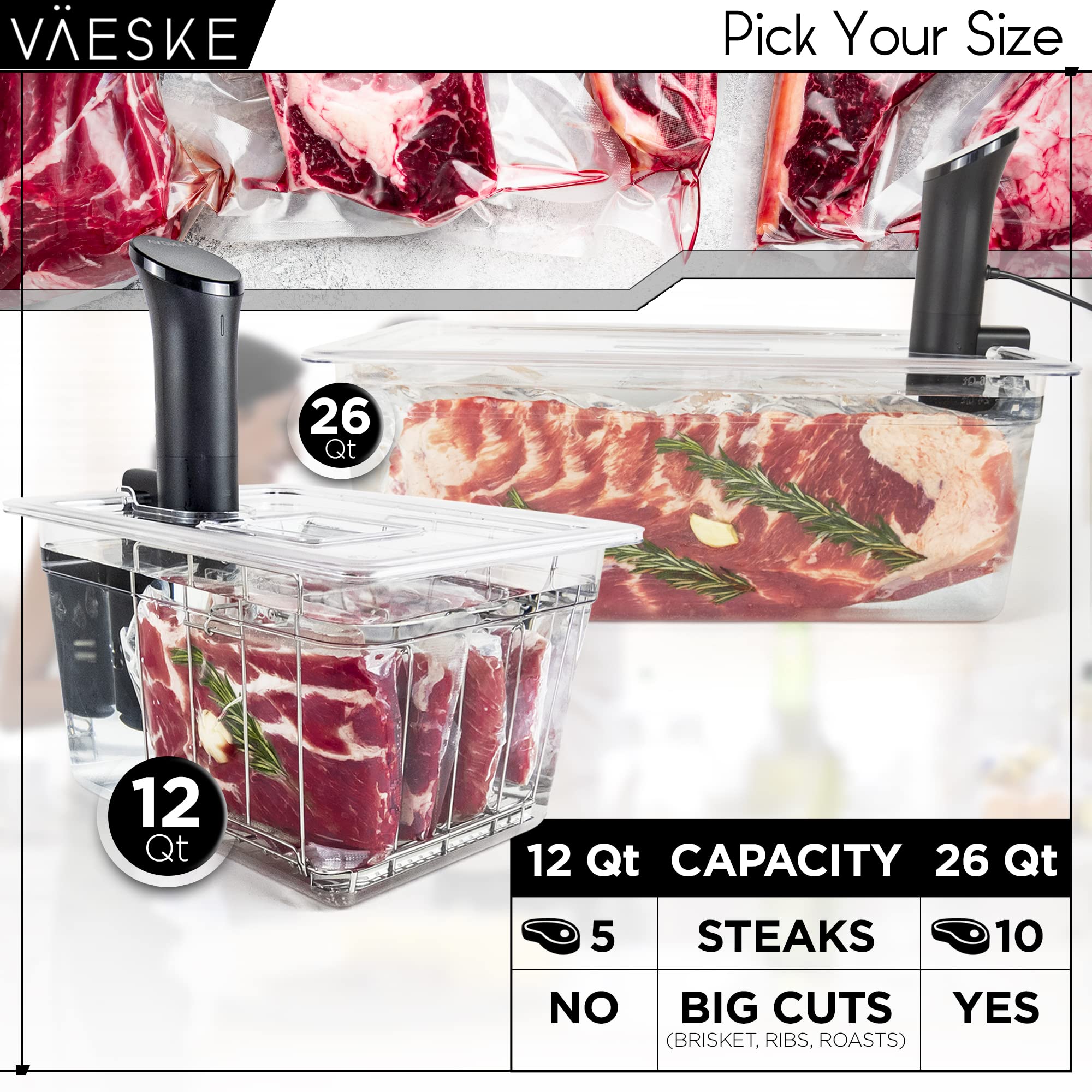 Sous Vide Container 12 Quarts with Lid, Sous Vide Rack & Insulating Sleeve | Neoprene Retains Heat | Compatible with Most Sous Vide Cookers Anova, Anova Nano, Joule, Instant Pot, Wancle (12 QT)