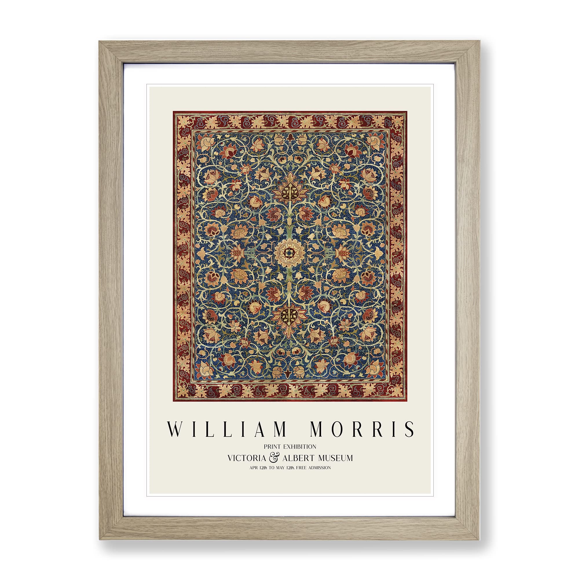 Holland Park By William Morris Exhibition Museum Painting Framed Wall Art Print, Ready to Hang Picture for Living Room Bedroom Home Office Décor, Oak A4 (34 x 25 cm)