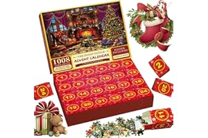 EYEEXTEND Advent Calendar 2023 Puzzles - Christmas Cute Pets, Christmas Countdown Calendar Blind Box 24 Days 1008 Pieces Puzzle Blind Box Christmas Gifts, Christmas Ornaments Adult Kids Puzzle Gifts (RED)
