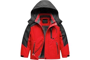 CREATMO US Boy's Waterproof Ski Jacket Warm Winter Snow Coat Windproof Snowboarding Rain Jacket