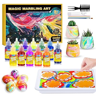 Buy Coodoo Arts Crafts Gifts For Kids Water Marbling Paint Art Kits Create Your Own Unique Painting Stem Activities Top Crafts Toys For Ages 6 Online In Turkey B091tv6pjd