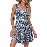 Dokotoo Womens Summer Dresses 2026 Sleeveless Button Down Smocked Empire Waist Ruffle Tiered Casual Swing Mini Dress