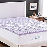 Lucid 2 Inch Mattress Topper Twin – Memory Foam Mattress Topper Twin – 5 Zone Lavender Infusion – CertiPur Certified Foam – D