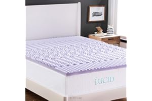 LUCID Lavender-Infused Mattress Topper - Memory Foam - 2 Inch - Twin Size - Plush Feel - 5 Convoluted Zones - CertiPUR Certified - New Home Owner & Dorm Room Essentials