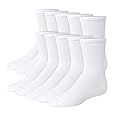 Hanes Uniform, Plain White, Knit Crew Socks for Girls, 10-Pairs