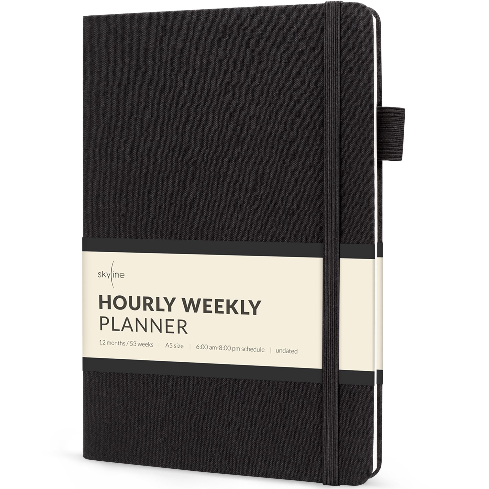 Skyline Hourly Weekly Planner – Undated Agenda & Daily Appointment Book – Time Blocking Notebook for Business Entrepreneurs, A5 (Black) — image 1