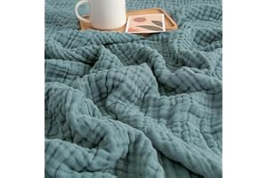 EMME Muslin Throw Blanket 100% Cotton Blankets for Couch Breathable Gauze All Season Soft and Lightweight Pre-Washed (Teal, 50"x70")