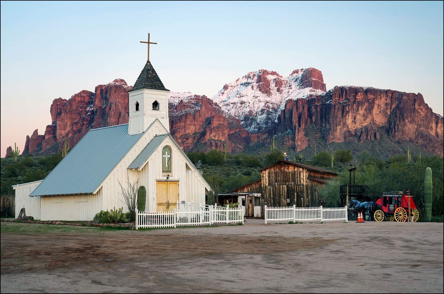 Amazon Com Elvis Church Art Decor Landscape Photograph At Superstition Mountain With Snow Handmade