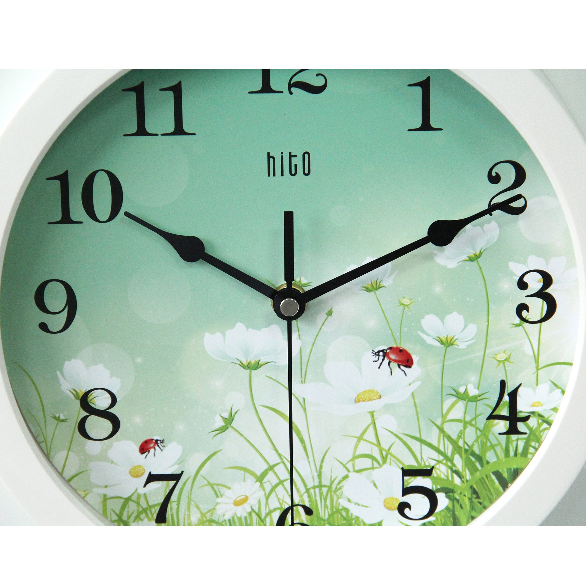 hito Silent Floral Wall Clock Non Ticking 10 inch Excellent Accurate